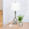 Lalia Home Speckled Mercury Tear Drop Table Lamp with White Fabric Shade LHT-5004-MR